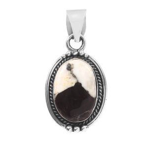 White Buffalo Turquoise 1.5" 925 Sterling Silver Pendant (REXT24-233)