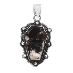 White Buffalo Turquoise 1.5" 925 Sterling Silver Pendant (REXT24-241)