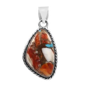 Spiny Oyster Turquoise 1.5" 925 Sterling Silver Pendant (REXT24-221)