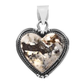 White Buffalo Turquoise 1.25" 925 Sterling Silver Pendant (REXT24-236)