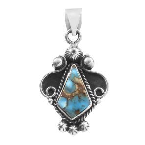 Golden Hills Turquoise 1.5" 925 Sterling Silver Pendant (REXT43-7)
