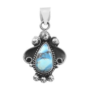 Golden Hills Turquoise 1.5" 925 Sterling Silver Pendant (REXT43-9)