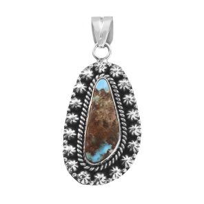 Golden Hills Turquoise 1.5" 925 Sterling Silver Pendant (REXT43-11)