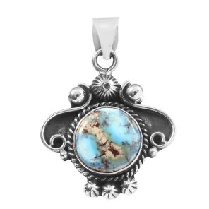 Golden Hills Turquoise 1.25" 925 Sterling Silver Pendant (REXT43-19)