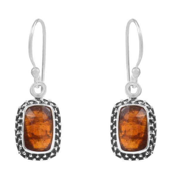 Orange Kyanite 1.25â€³ 925 Sterling Silver Earring (RS108-262)