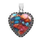 Pink Dahlia Turquoise 1.25" 925 Sterling Silver Pendant (REXT24-249)