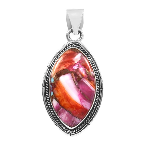 Pink Dahlia Turquoise 1.25" 925 Sterling Silver Pendant (REXT24-259)