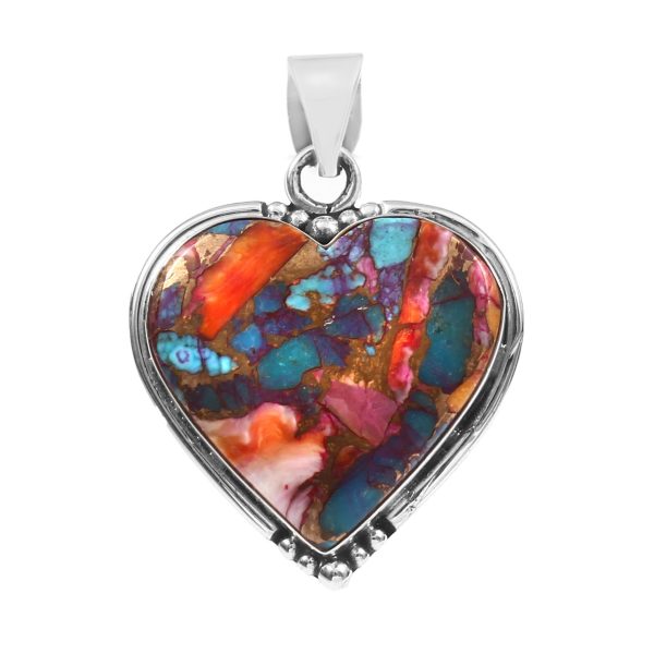 Pink Dahlia Turquoise 1.25" 925 Sterling Silver Pendant (REXT24-260)