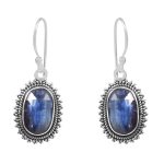 Rose Cut Kyanite 1.5" 925 Sterling Silver Earring (REXT43-49)