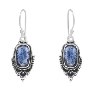 Rose Cut Kyanite 1.25" 925 Sterling Silver Earring (REXT43-75)