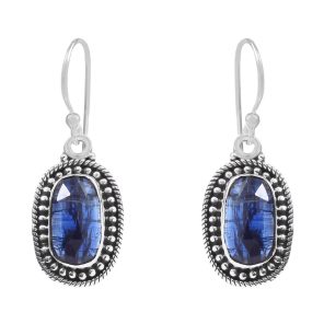 Rose Cut Kyanite 1.25" 925 Sterling Silver Earring (REXT43-83)