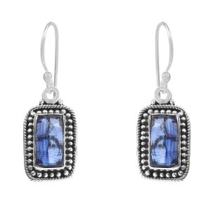 Rose Cut Kyanite 1.25" 925 Sterling Silver Earring (REXT43-84)