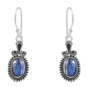 Rose Cut Kyanite 1.25" 925 Sterling Silver Earring (REXT43-68)