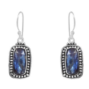 Rose Cut Kyanite 1.25" 925 Sterling Silver Earring (REXT43-85)