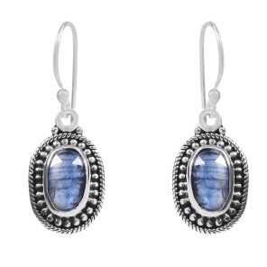 Rose Cut Kyanite 1.25" 925 Sterling Silver Earring (REXT43-86)
