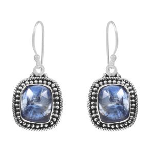 Rose Cut Kyanite 1.25" 925 Sterling Silver Earring (REXT43-87)