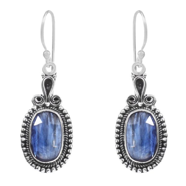 Rose Cut Kyanite 1.5" 925 Sterling Silver Earring (REXT43-69)