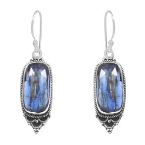 Rose Cut Kyanite 1.5" 925 Sterling Silver Earring (REXT43-81)
