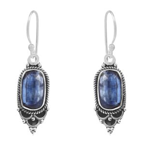 Rose Cut Kyanite 1.5" 925 Sterling Silver Earring (REXT43-80)
