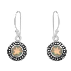 Ethiopian Opal 1â€³ 925 Sterling Silver Earring (REXT36-139)