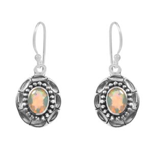 Ethiopian Opal 1.25â€³ 925 Sterling Silver Earring (REXT36-144)