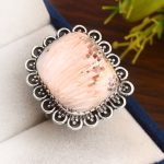 Pink Scolecite Size US 9 925 Sterling Silver Ring (REXT37-131)