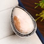 Pink Scolecite Size US 9 925 Sterling Silver Ring (REXT37-132)