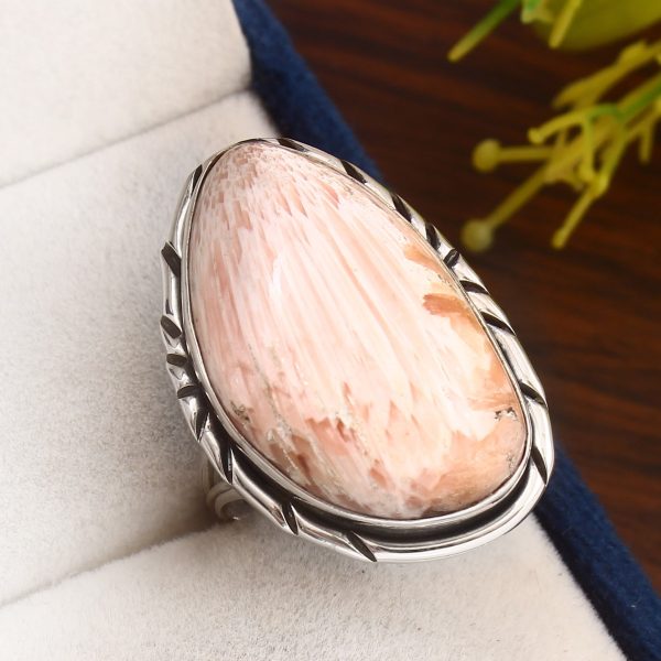 Pink Scolecite Size US 7 925 Sterling Silver Ring (REXT37-158)