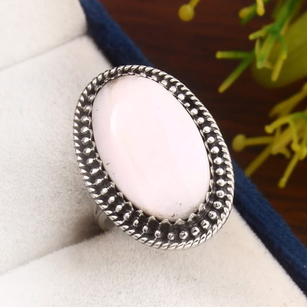 Pink Scolecite Size US 6 925 Sterling Silver Ring (REXT37-121)