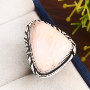 Pink Scolecite Size US 6 925 Sterling Silver Ring (REXT37-160)
