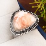 Pink Scolecite Size US 12 925 Sterling Silver Ring (REXT37-150)