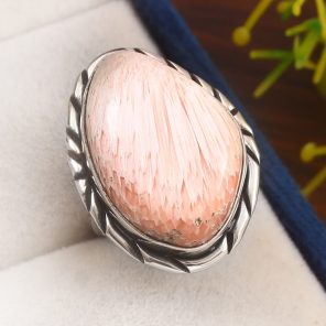 Pink Scolecite Size US 5 925 Sterling Silver Ring (REXT37-161)