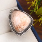 Pink Scolecite Size US 9 925 Sterling Silver Ring (REXT37-136)
