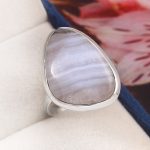 Blue Lace Agate Size US 10 925 Sterling Silver Ring (REXT11-187)