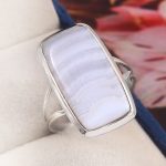 Blue Lace Agate Size US 12 925 Sterling Silver Ring (REXT11-192)