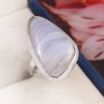 Blue Lace Agate Size US 6 925 Sterling Silver Ring (REXT11-181)