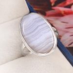 Blue Lace Agate Size US 12 925 Sterling Silver Ring (REXT11-191)