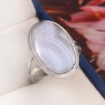 Blue Lace Agate Size US 9 925 Sterling Silver Ring (REXT11-186)