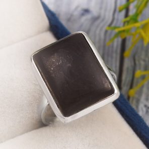 Shungite Size US 10 925 Sterling Silver Ring (REXT16-63)