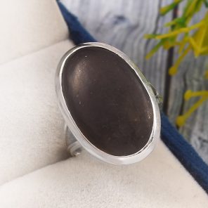 Shungite Size US 8 925 Sterling Silver Ring (REXT16-68)