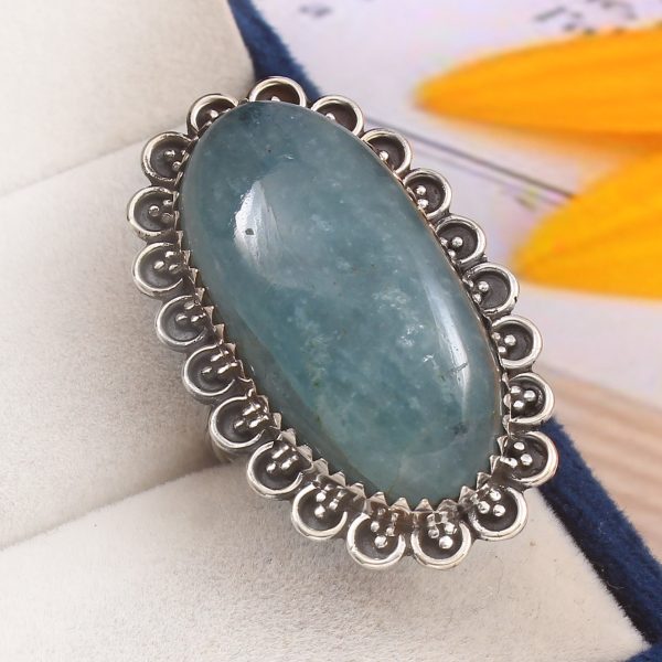 Aquamarine Size US 8 925 Sterling Silver Ring (REXT19-178)