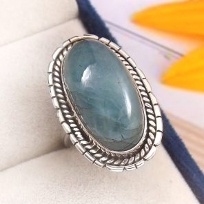 Aquamarine Size US 11 925 Sterling Silver Ring (REXT19-198)
