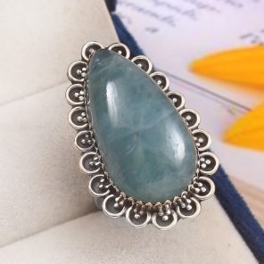 Aquamarine Size US 10 925 Sterling Silver Ring (REXT19-187)