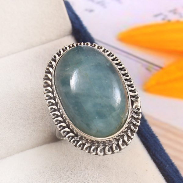 Aquamarine Size US 9 925 Sterling Silver Ring (REXT19-180)