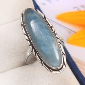 Aquamarine Size US 12 925 Sterling Silver Ring (REXT19-199)
