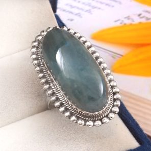 Aquamarine Size US 10 925 Sterling Silver Ring (REXT19-190)
