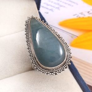 Aquamarine Size US 9 925 Sterling Silver Ring (REXT19-183)