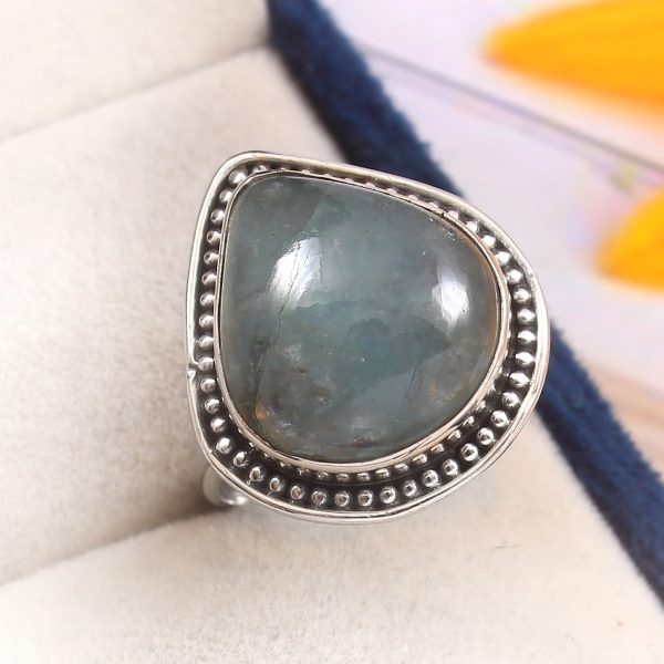 Aquamarine Size US 9 925 Sterling Silver Ring (REXT19-184)