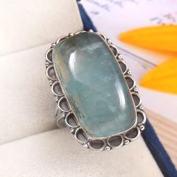 Aquamarine Size US 12 925 Sterling Silver Ring (REXT19-200)