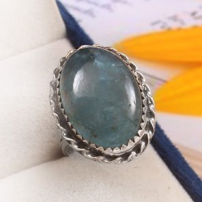 Aquamarine Size US 8 925 Sterling Silver Ring (REXT19-179)